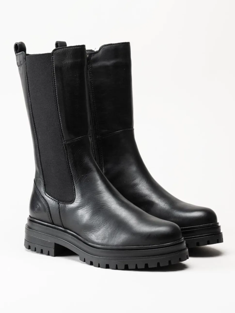 Rosa Negra - Svarta höga resårboots i skinn