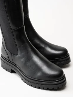 Rosa Negra - Svarta höga resårboots i skinn