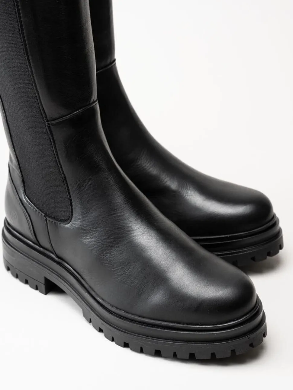 Rosa Negra - Svarta höga resårboots i skinn