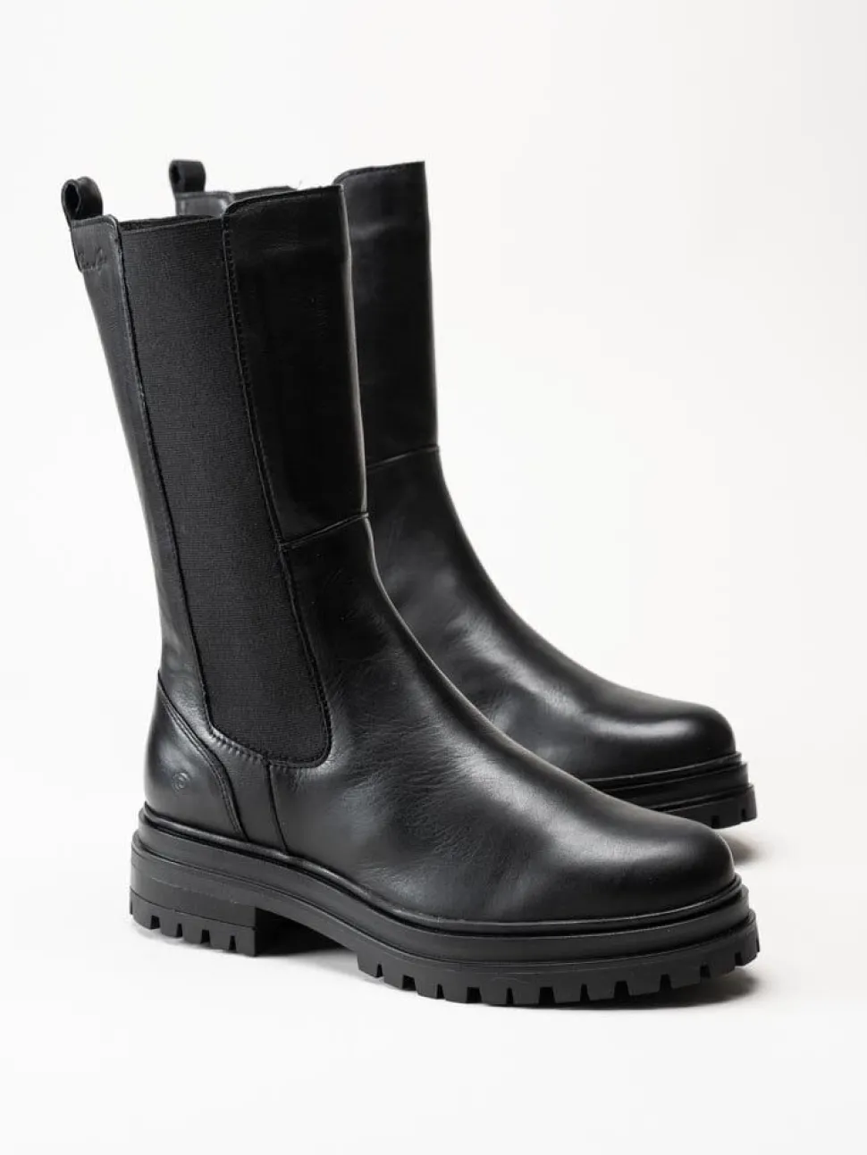 Rosa Negra - Svarta höga resårboots i skinn