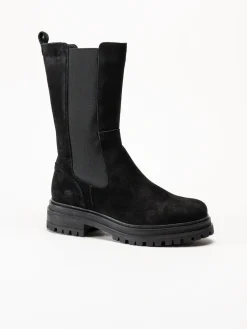 Rosa Negra - Svarta höga resårboots i mocka