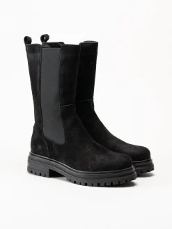Rosa Negra - Svarta höga resårboots i mocka
