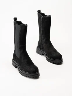 Rosa Negra - Svarta höga resårboots i mocka