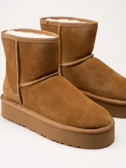 Rugged Gear - Bondi Low plateau - Ljusbruna ullfodrade boots i mocka