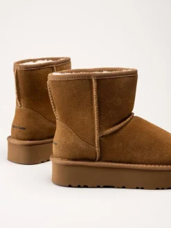 Rugged Gear - Bondi Low plateau - Ljusbruna ullfodrade boots i mocka