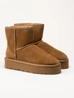 Rugged Gear - Bondi Low plateau - Ljusbruna ullfodrade boots i mocka
