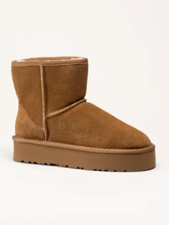 Rugged Gear - Bondi Low plateau - Ljusbruna ullfodrade boots i mocka