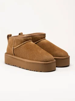 Rugged Gear - Bondi Mini plateau - Ljusbruna ullfodrade låga boots