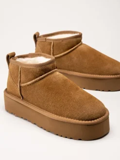 Rugged Gear - Bondi Mini plateau - Ljusbruna ullfodrade låga boots