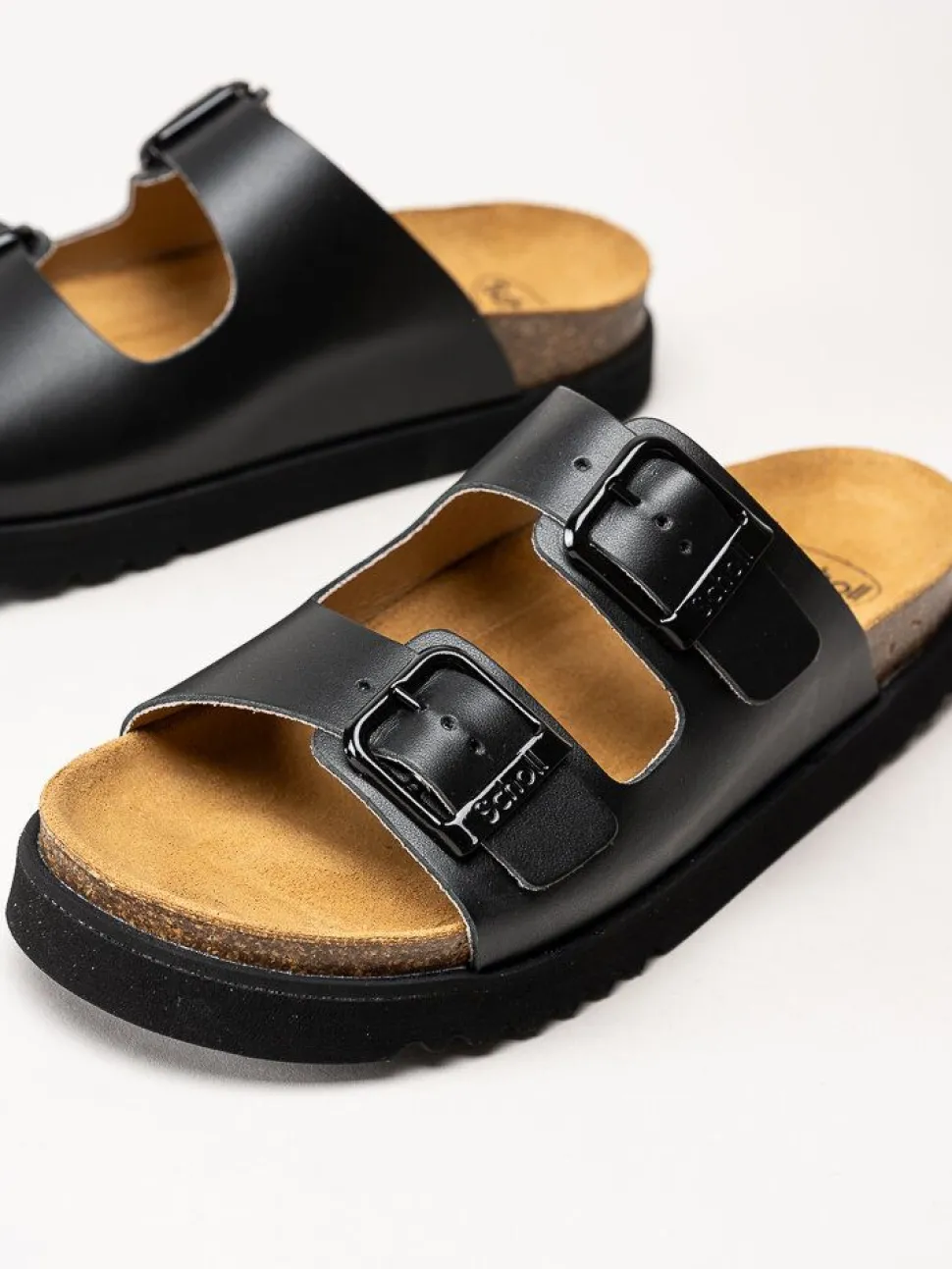 Scholl - Malerra AD - Svarta slip in sandaler i skinn