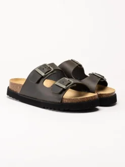 Scholl - Malerra - Khakifärgade slip in sandaler i skinn