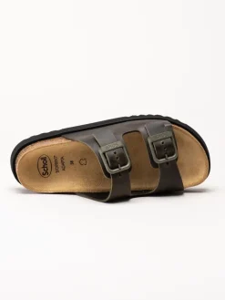 Scholl - Malerra - Khakifärgade slip in sandaler i skinn
