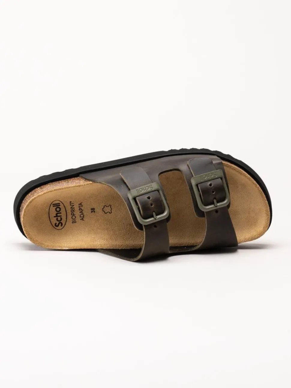 Scholl - Malerra - Khakifärgade slip in sandaler i skinn