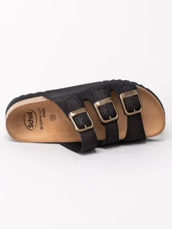Scholl - Rio - Svarta slip in sandaler i nubuck