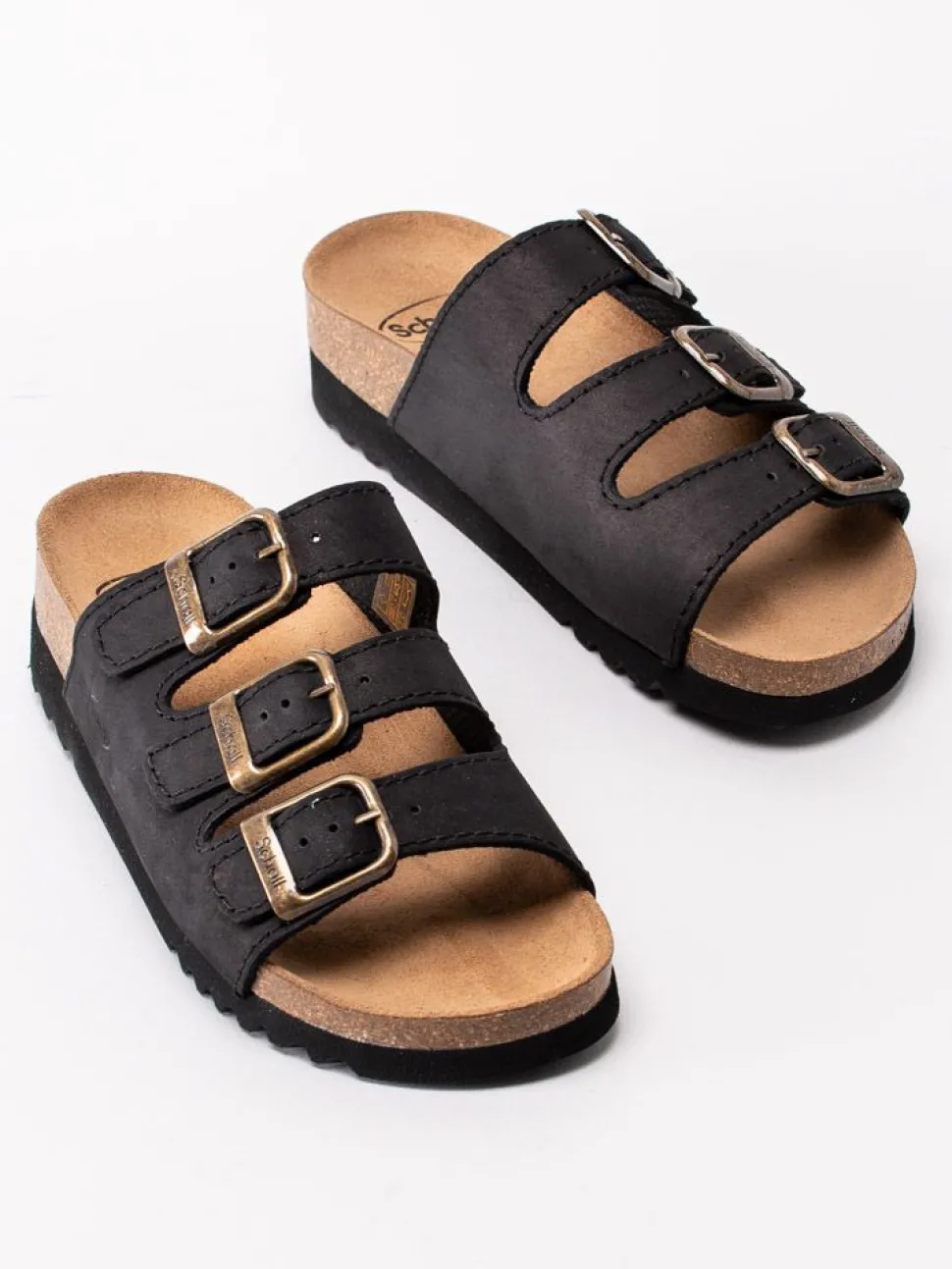 Scholl - Rio - Svarta slip in sandaler i nubuck