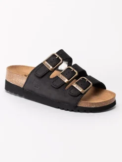 Scholl - Rio - Svarta slip in sandaler i nubuck