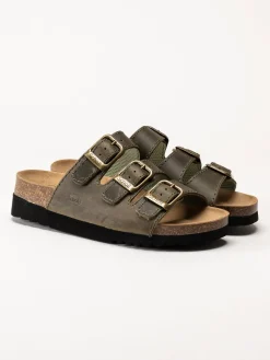 Scholl - Rio WG AD - Gröna slip in sandaler i oljat skinn