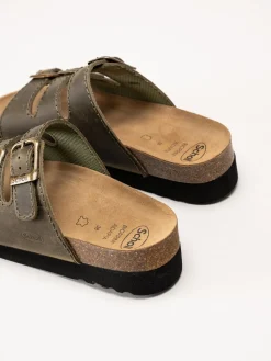 Scholl - Rio WG AD - Gröna slip in sandaler i oljat skinn