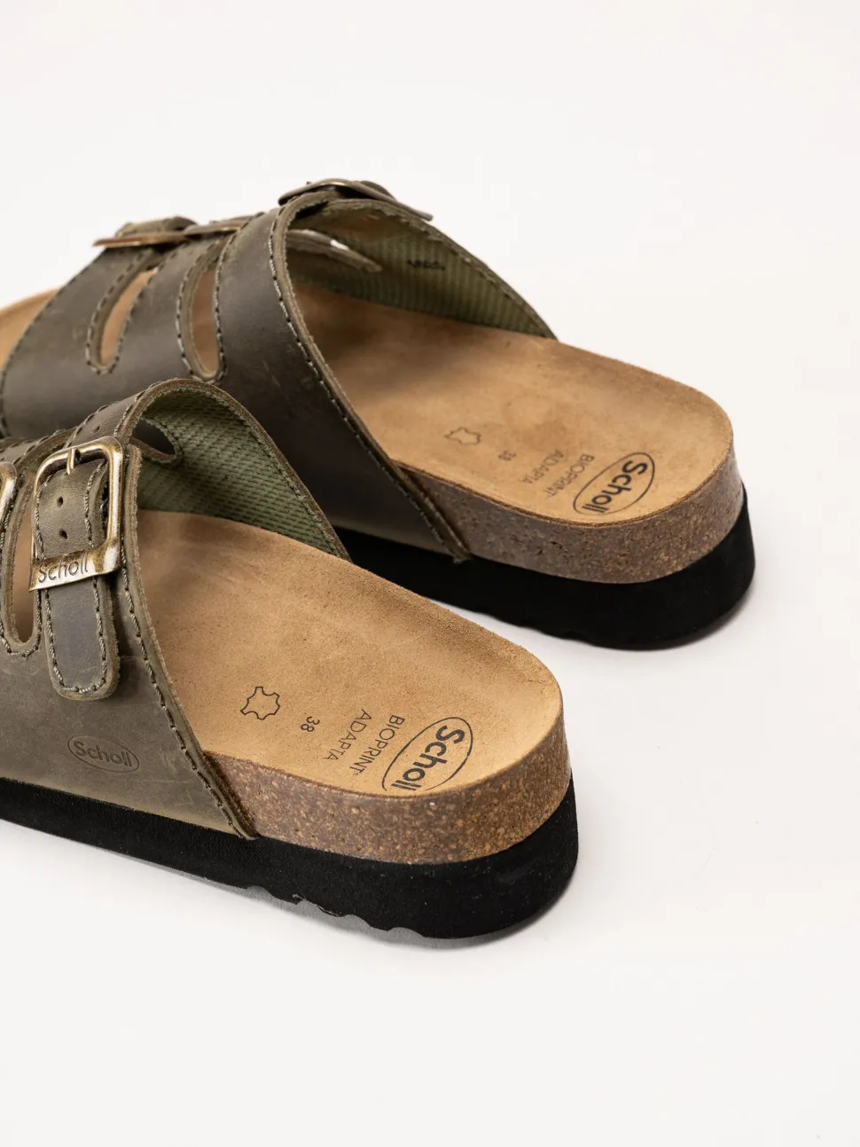 Scholl - Rio WG AD - Gröna slip in sandaler i oljat skinn