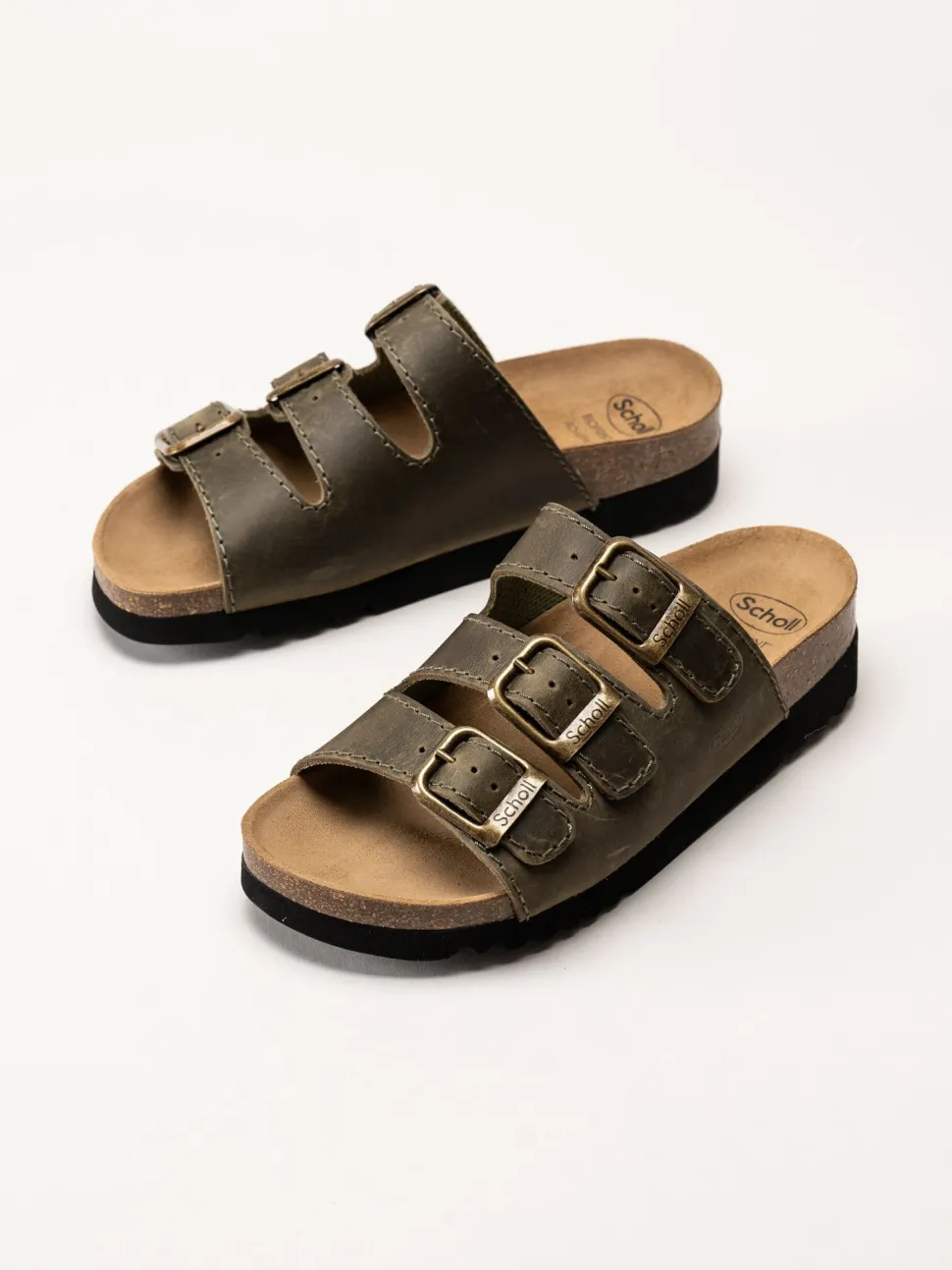 Scholl - Rio WG AD - Gröna slip in sandaler i oljat skinn