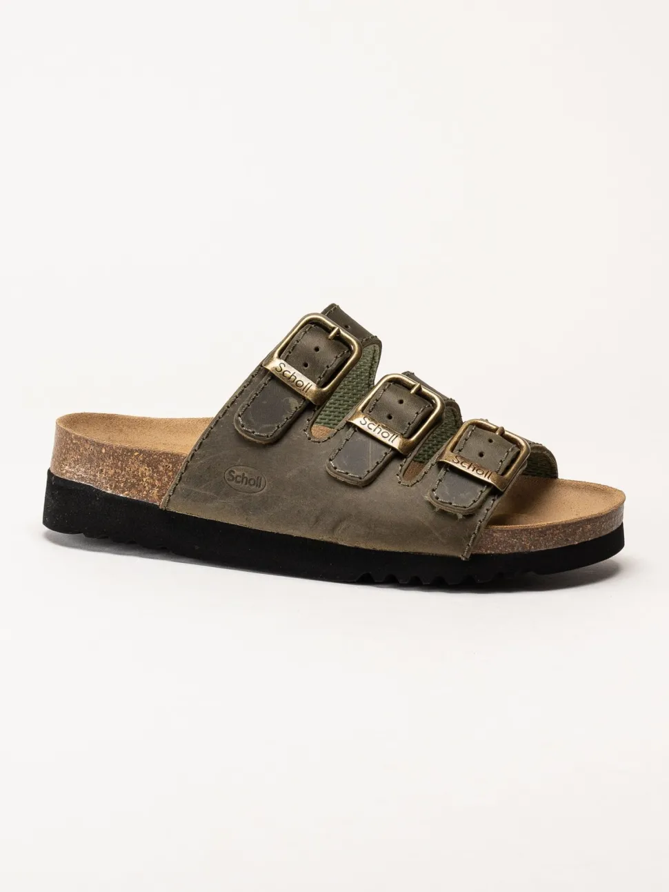 Scholl - Rio WG AD - Gröna slip in sandaler i oljat skinn
