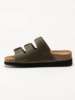 Scholl - Rio WG AD - Gröna slip in sandaler i oljat skinn
