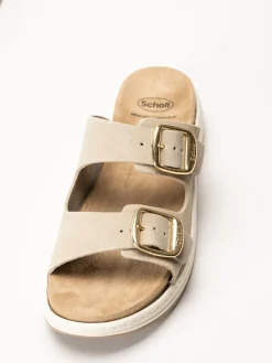 Scholl - Scilla 2 Buckles - Beige sandaler i mocka