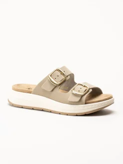 Scholl - Scilla 2 Buckles - Beige sandaler i mocka