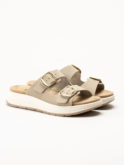Scholl - Scilla 2 Buckles - Beige sandaler i mocka