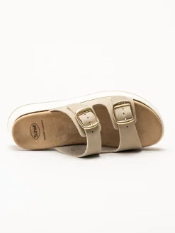 Scholl - Scilla 2 Buckles - Beige sandaler i mocka