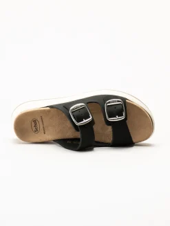 Scholl - Scilla 2 Buckles - Svarta sandaler i nubuck