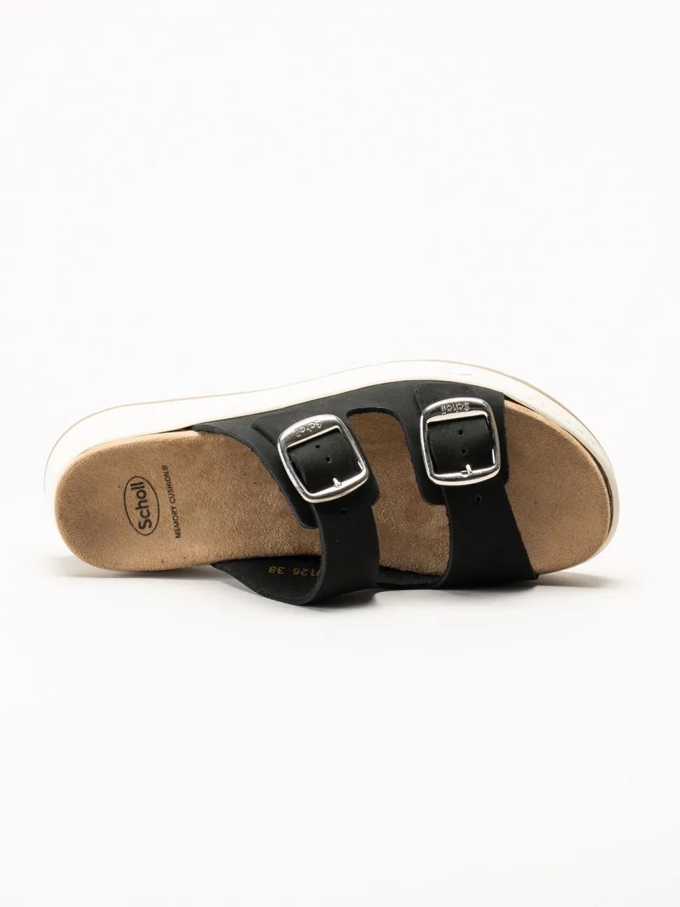 Scholl - Scilla 2 Buckles - Svarta sandaler i nubuck