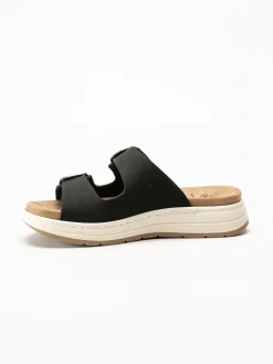Scholl - Scilla 2 Buckles - Svarta sandaler i nubuck