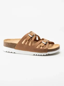 Scholl - Ystad - Ljusbruna slip in sandaler i nubuck
