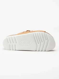 Scholl - Ystad - Ljusbruna slip in sandaler i nubuck