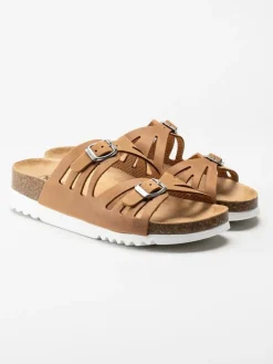 Scholl - Ystad - Ljusbruna slip in sandaler i nubuck