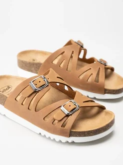 Scholl - Ystad - Ljusbruna slip in sandaler i nubuck