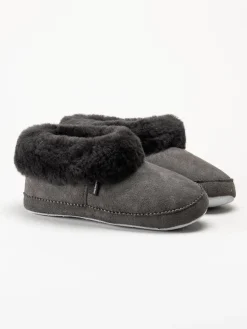 Shepherd - Emmy - Mörkgrå slip on fårskinnstofflor