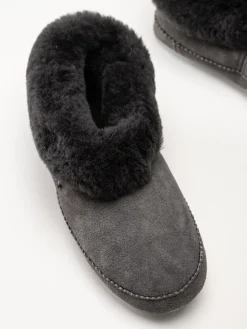 Shepherd - Emmy - Mörkgrå slip on fårskinnstofflor