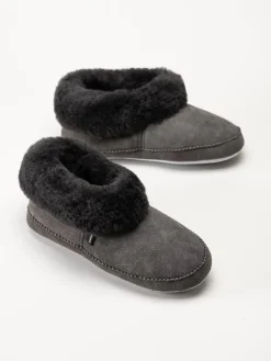 Shepherd - Emmy - Mörkgrå slip on fårskinnstofflor