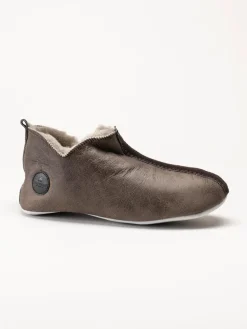 Shepherd - Henrik - Mörkbruna slip on fårskinnstofflor