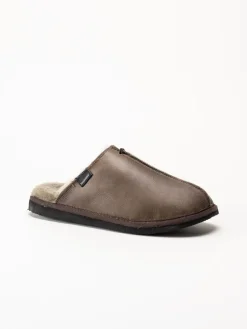 Shepherd - Hugo - Mörkbruna slip in fårskinnstofflor