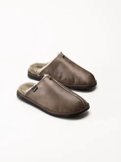 Shepherd - Hugo - Mörkbruna slip in fårskinnstofflor