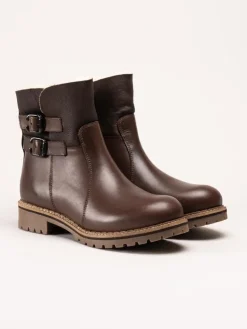 Shepherd - Smilla - Mörkbruna fårskinnsfodrade boots i skinn