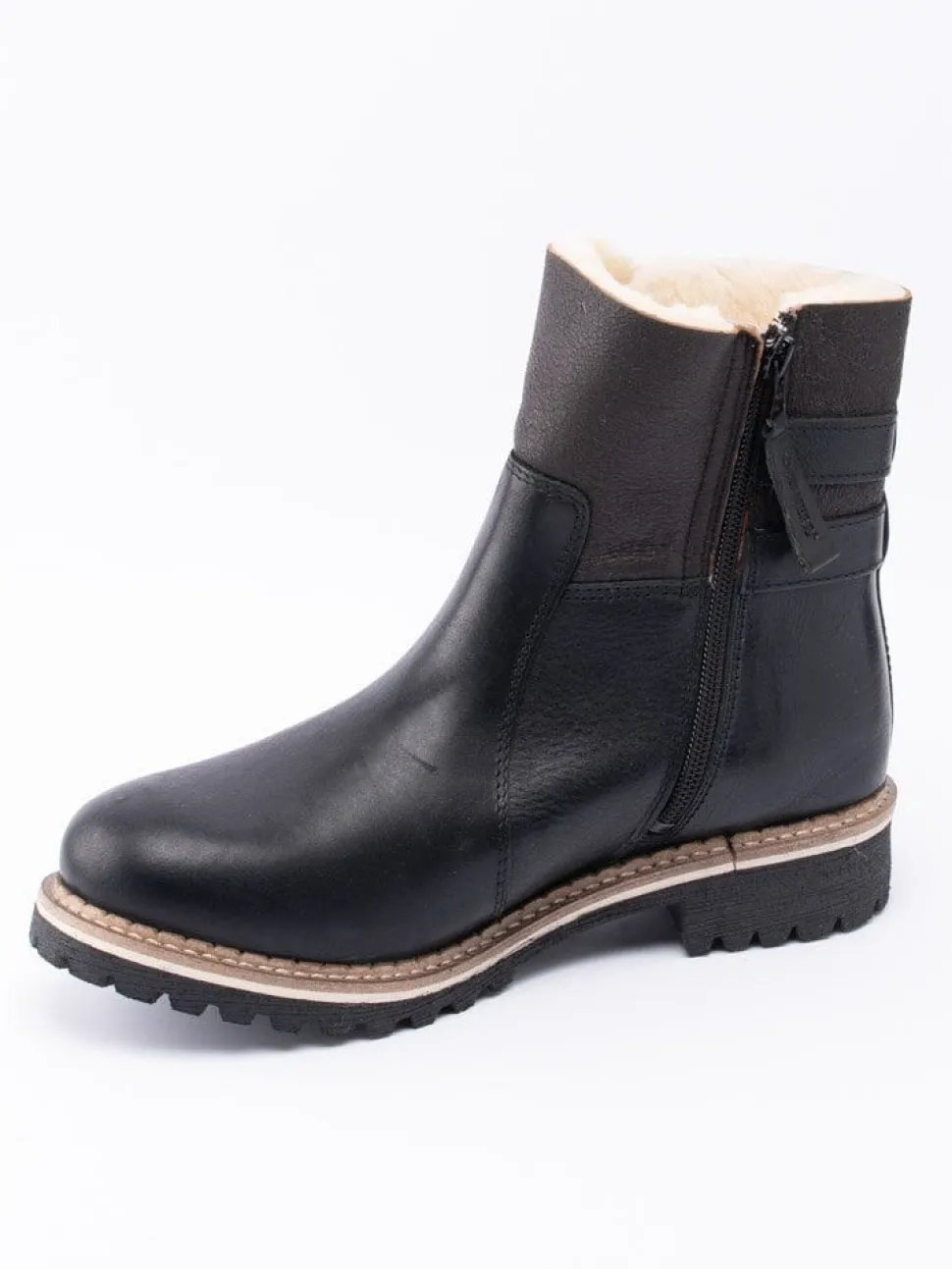 Shepherd - Smilla - Svarta fårskinnsfodrade boots i skinn