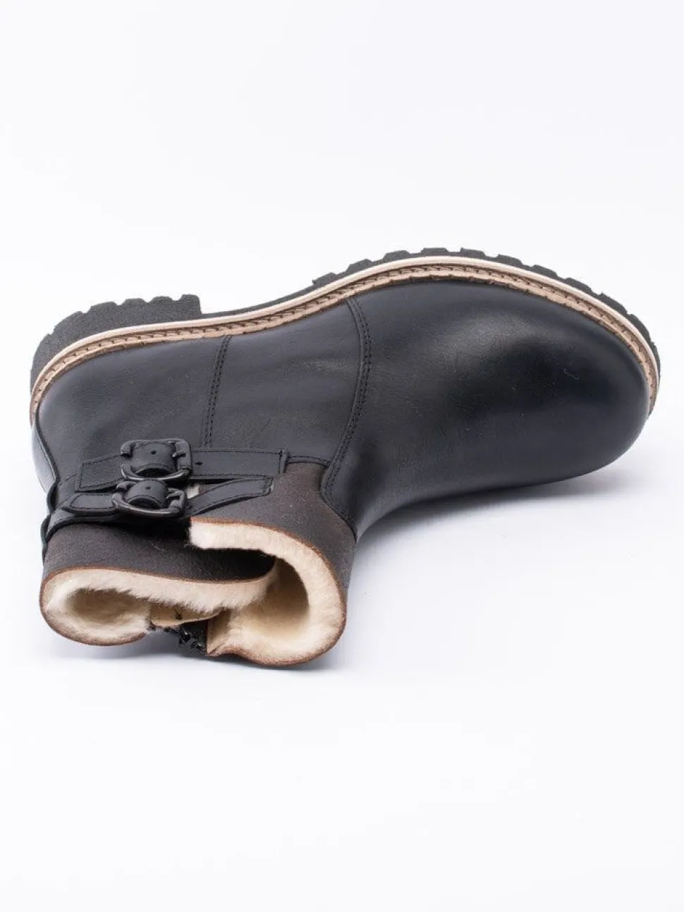Shepherd - Smilla - Svarta fårskinnsfodrade boots i skinn