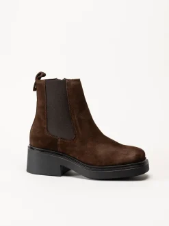 Shoedesign Copenhagen - Saddle - Mörkbruna chelsea boots i mocka