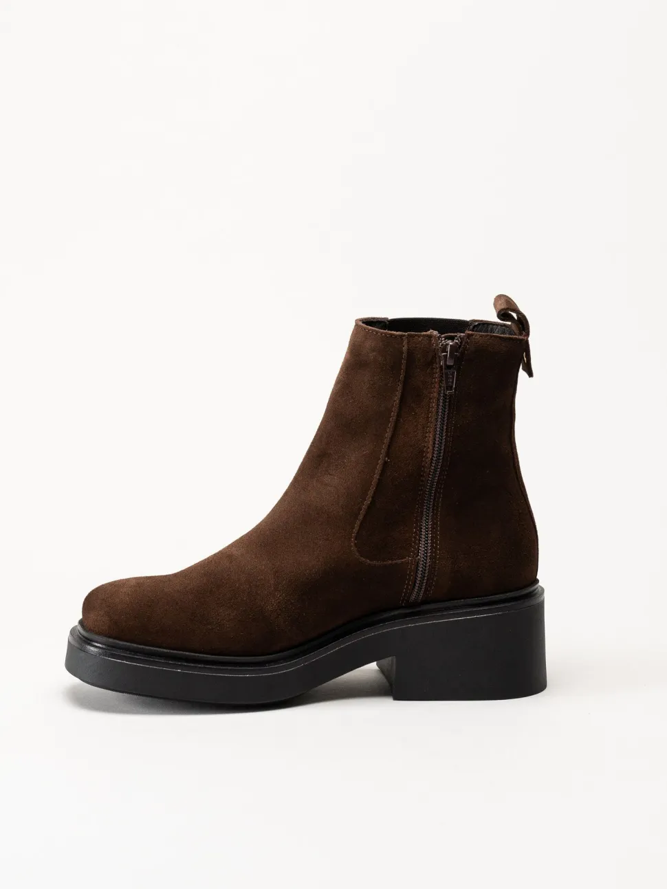 Shoedesign Copenhagen - Saddle - Mörkbruna chelsea boots i mocka