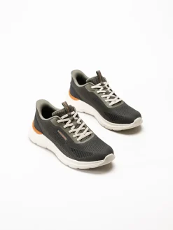 Skechers - Slip-Ins Garner - Mörkgröna slip-Ins sneakers i mesh