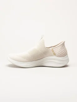 Skechers - Ultra Flex 3.0 Cozy Streak - Beige slip-ins sneakers i textil